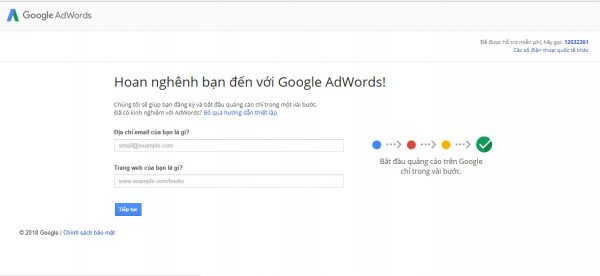 Bước 1: Hãy đăng ký 1 tài khoản google ads