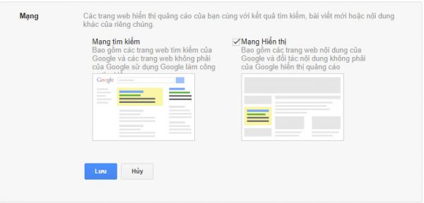 Bước 4: Chọn mạng lưới quảng cáo
