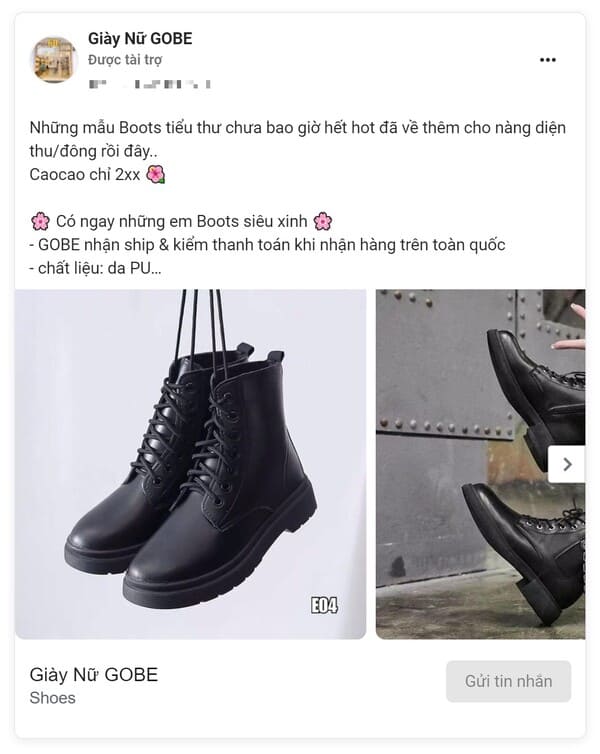 mẫu content bán giày